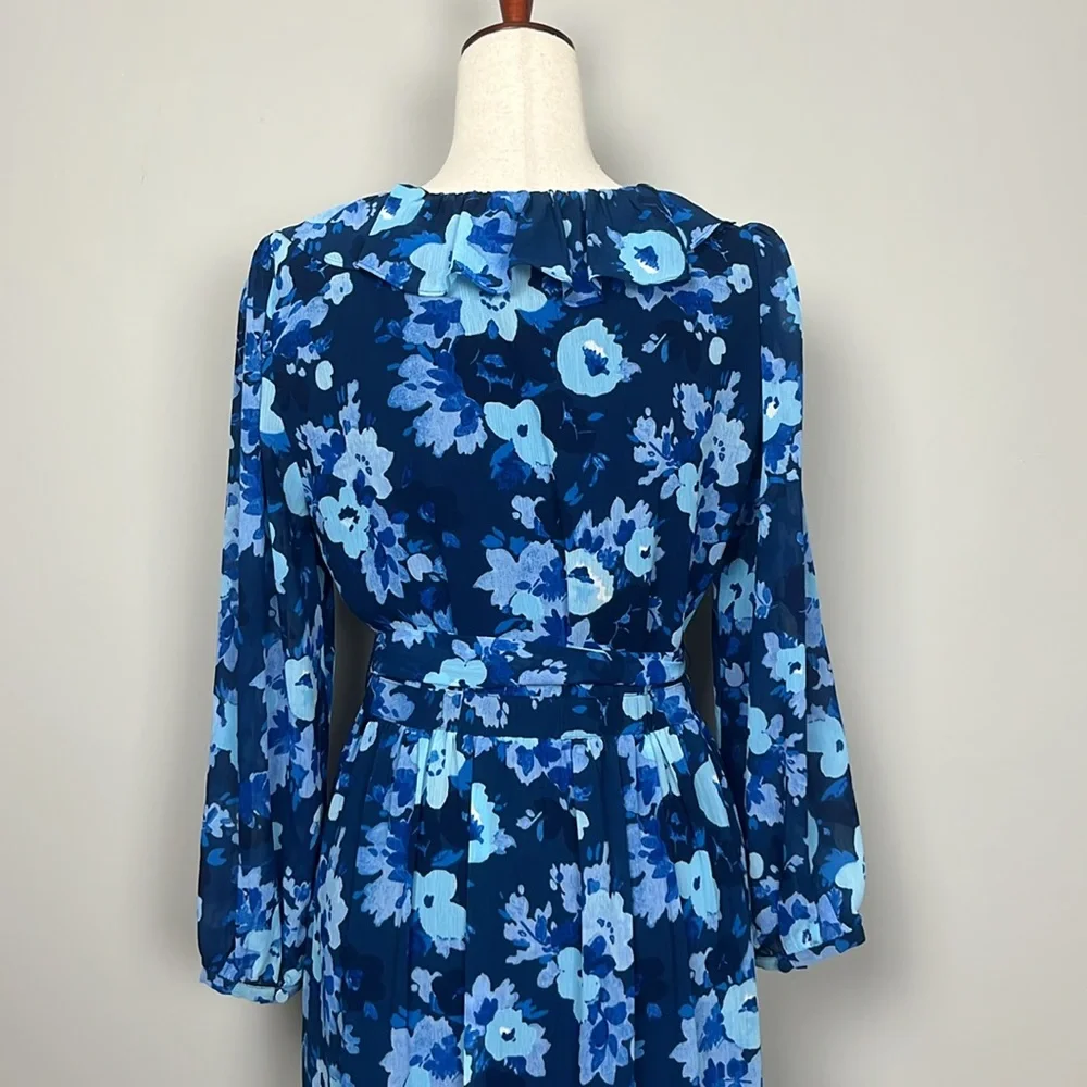 NWT J Crew Long Sleeve Wrap Dress in Watercolor Begonia / SZ 8‎